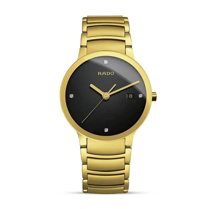 Rado Centrix Black Dial Yellow Gold-tone Men's Watch | R30527713